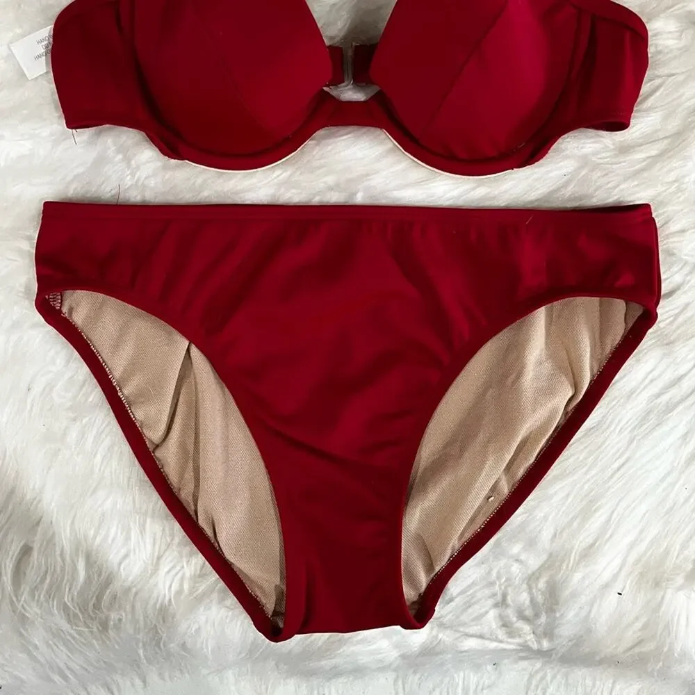 NEW Spiegel Vintage 3 pc Push Up Bikini Top Moderate Scoop Bottoms Swimskirt 2/4